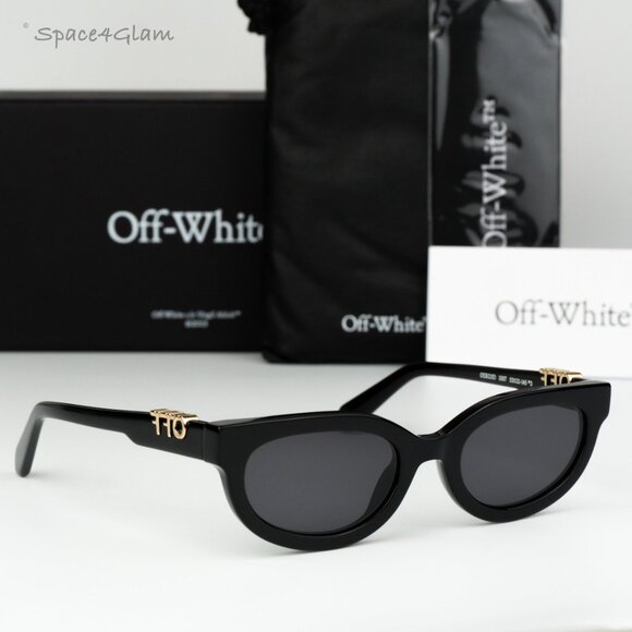 Off-White Men Sunglasses Black Grey Cat Eye OERI13D SPARKS 1007 NEW AUTHENTIC - Picture 3 of 10